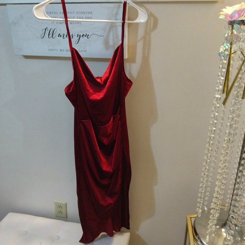 Red Neck Slip Dress